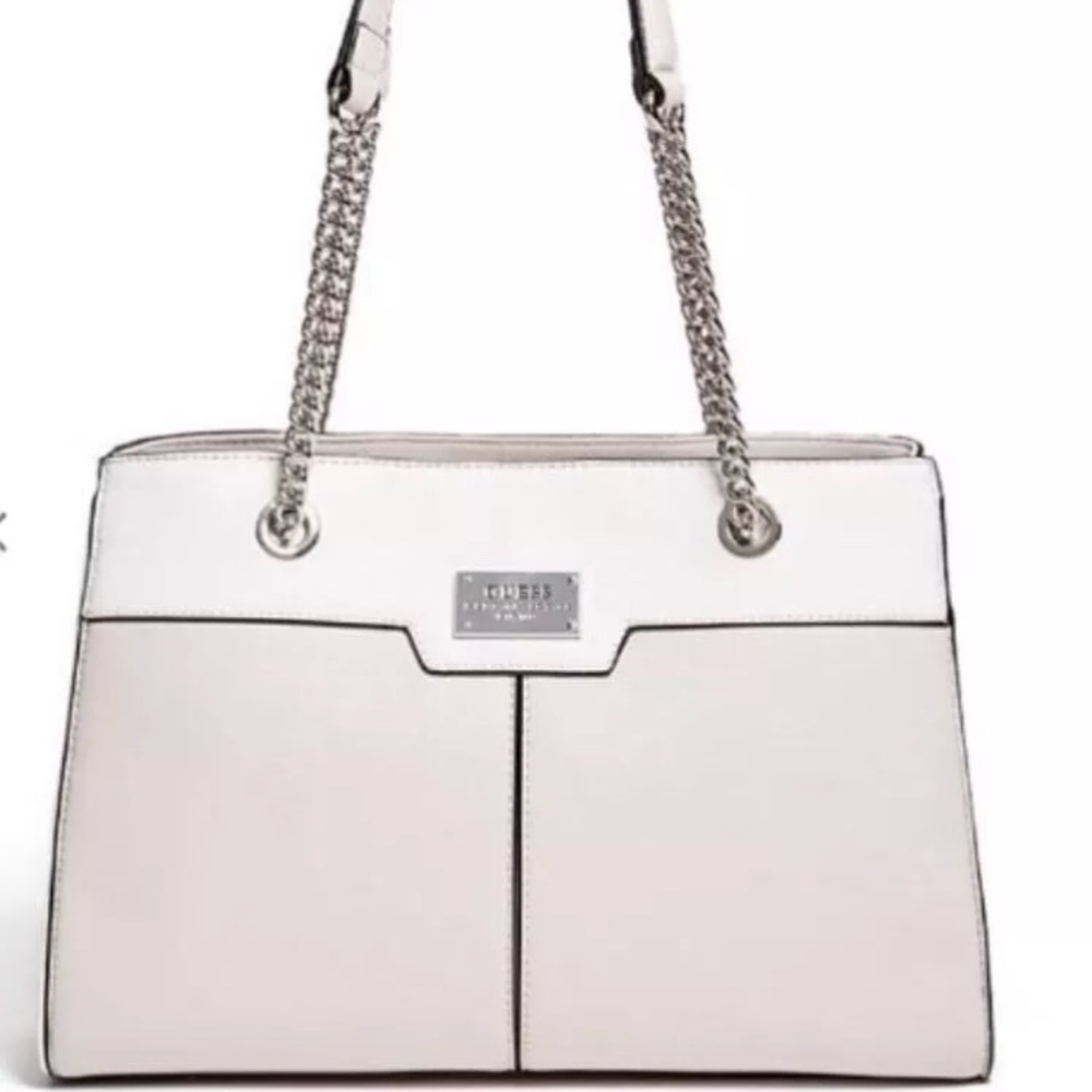 Guess grey/white shoulder handbag silver chains